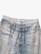 Slashed Graphic Jeans