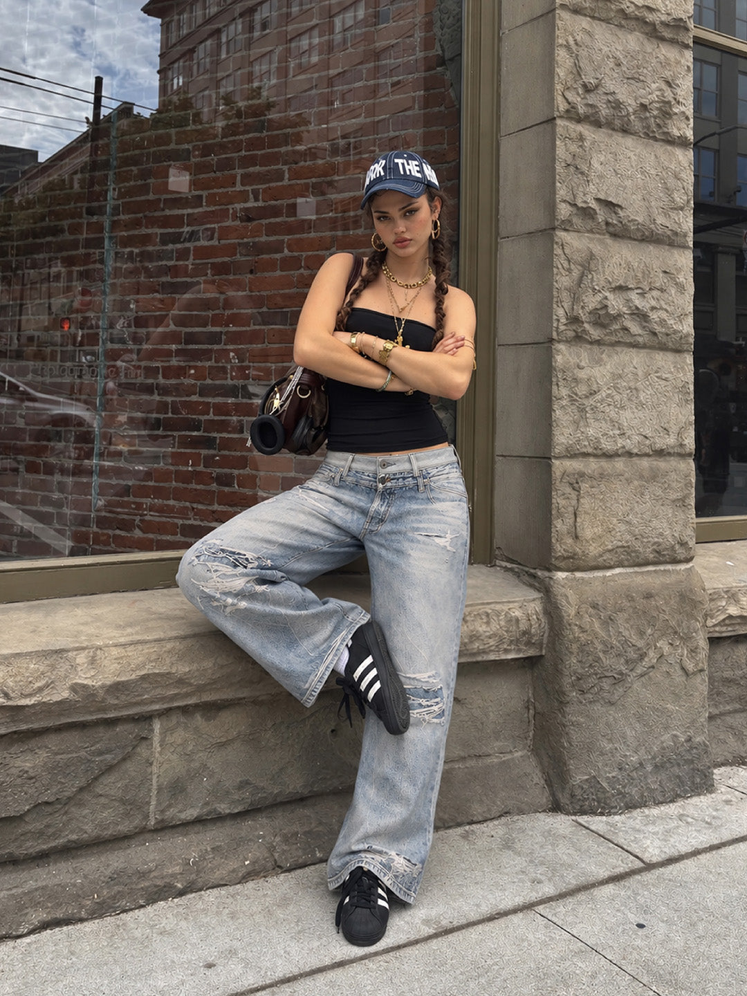 Slashed Graphic Jeans