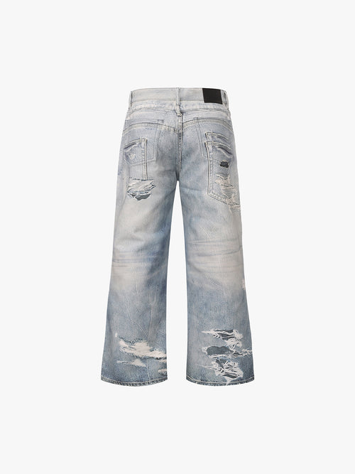Slashed Graphic Jeans